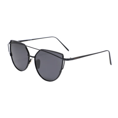 Selma 2202-1 Round Rectangular Polarized Tinted Sunglasses Black