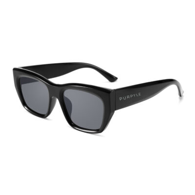 Miami 2309-1 Rectangular Cat Eye Polarized Tinted Sunglasses Black