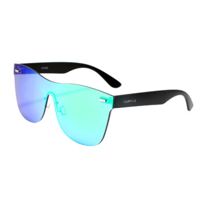 Santa Barbara F1002M-1 Frameless Rectangular Oversized Mirrored Sunglasses Blue