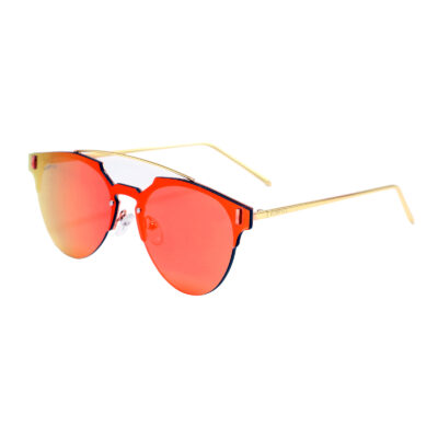 Tracy F1005M-5 Frameless Clubmaster Mirrored Reflective Sunglasses Orange