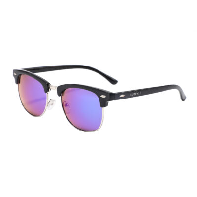 Fulton St 1608M-1 Clubmaster Mirrored Reflective Sunglasses Blue