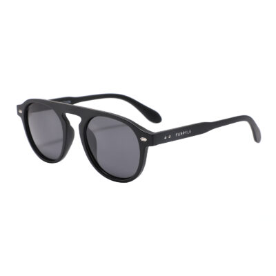 Florence 1697-1 Round Aviator Polarized Tinted Sunglasses Black